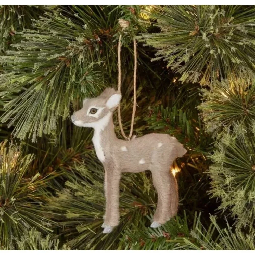 Target Faux Fur Grey Deer Christmas Tree Ornament Gray with Spots Wondershop™